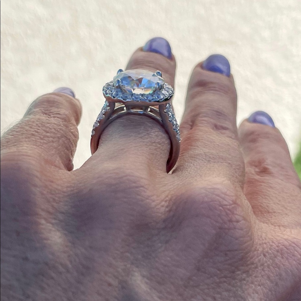 6ct+ Moissanite Ring w/ Pave - Picture 8 of 9